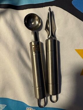 Amazon Stainless Steel Ice Cream Scoop and Cherry Pitter - Silver